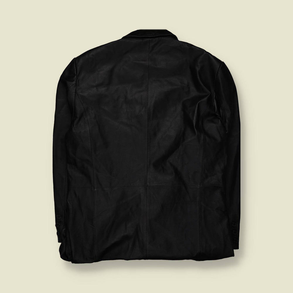 1990s | Leather Car Coat | Black – XL