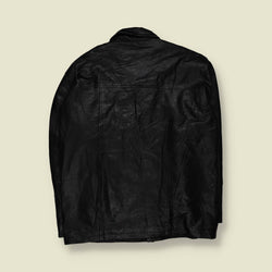 1990s | Leather Car Coat | Black – XXL