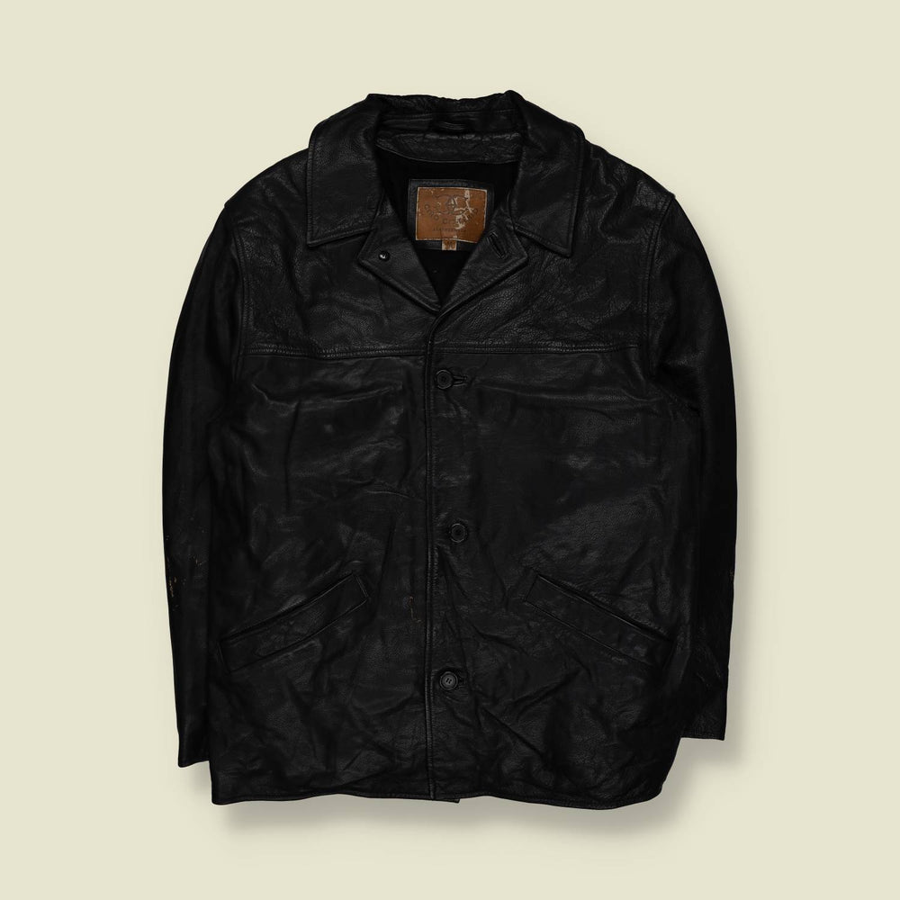 1990s | Ciro Citterio | Leather Car Coat | Black – XL