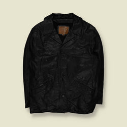 1990s | Ciro Citterio | Leather Car Coat | Black – XL