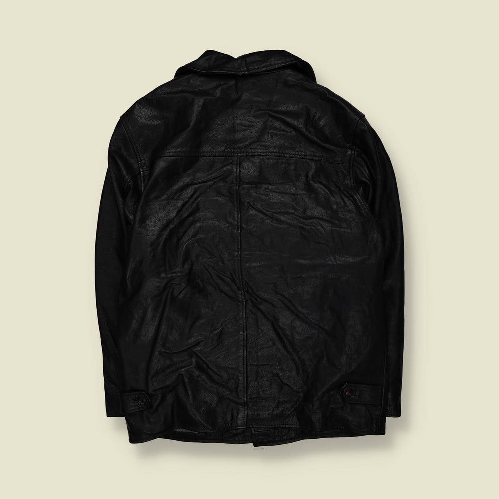 1990s | Ciro Citterio | Leather Car Coat | Black – XL