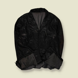 1990s | Leather Car Coat | Black – XXXL