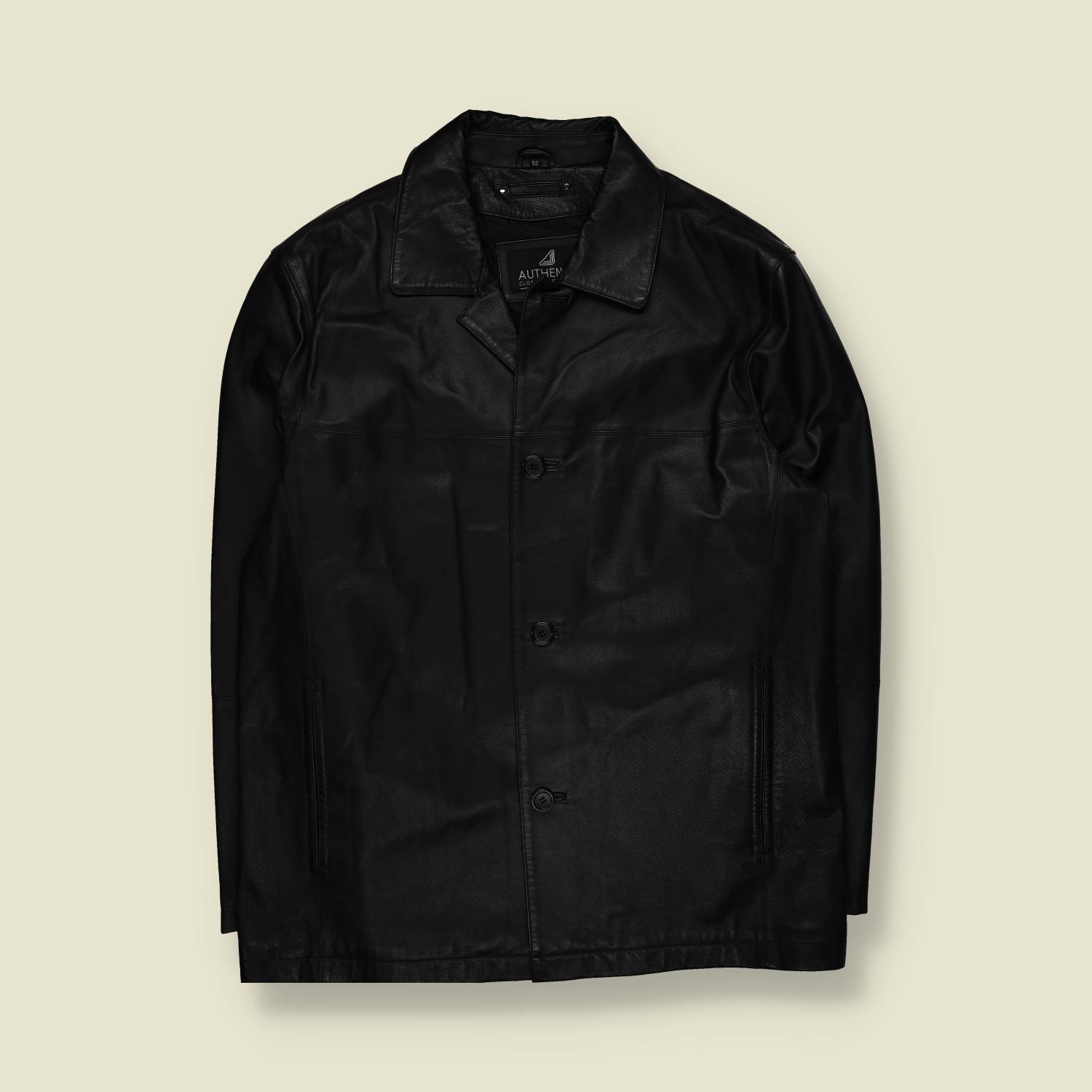 1990s | Authentic | Leather Car Coat | Black – XL