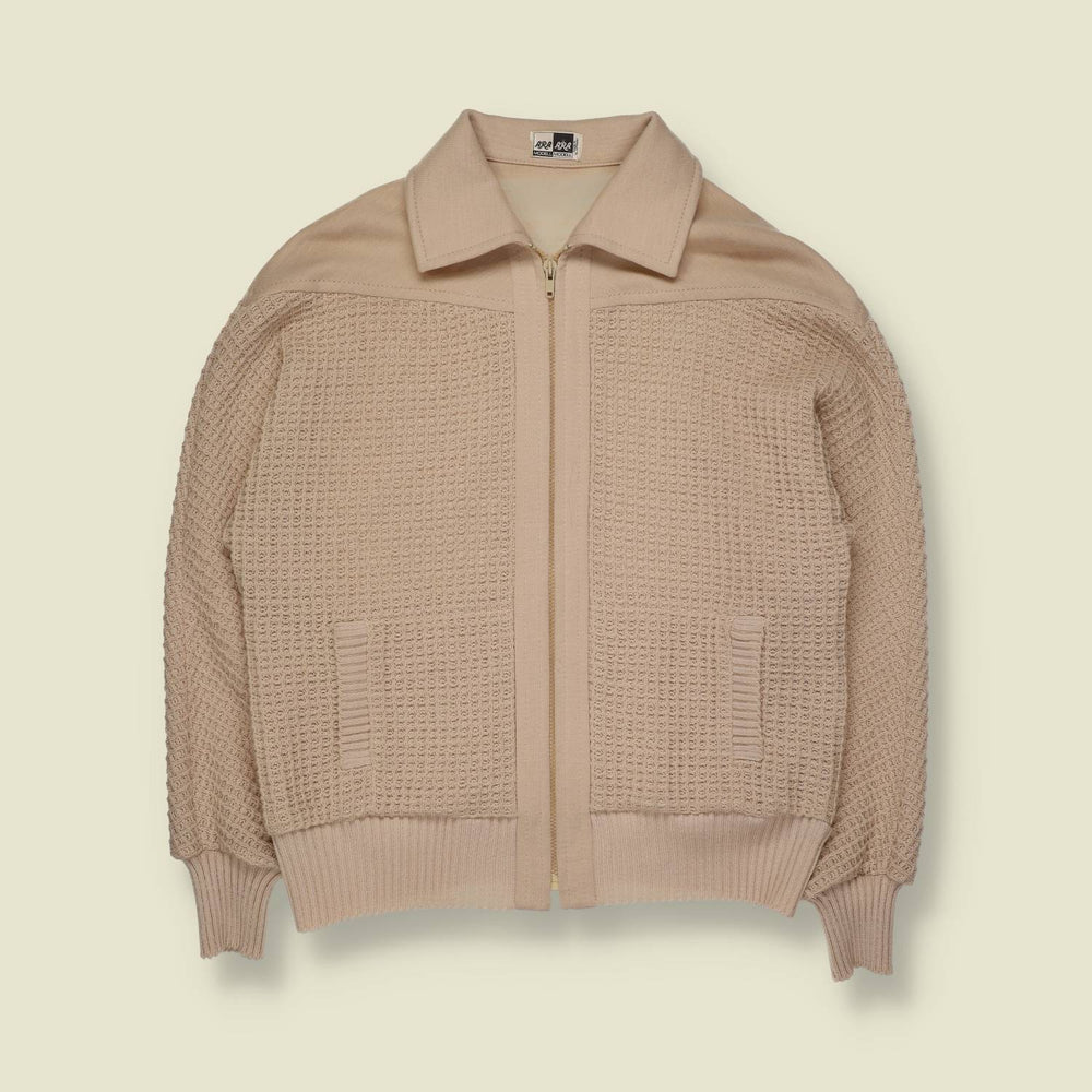 1970s | Ara Ara | Zip Knit Jacket | Beige – Made In West Germany – XS