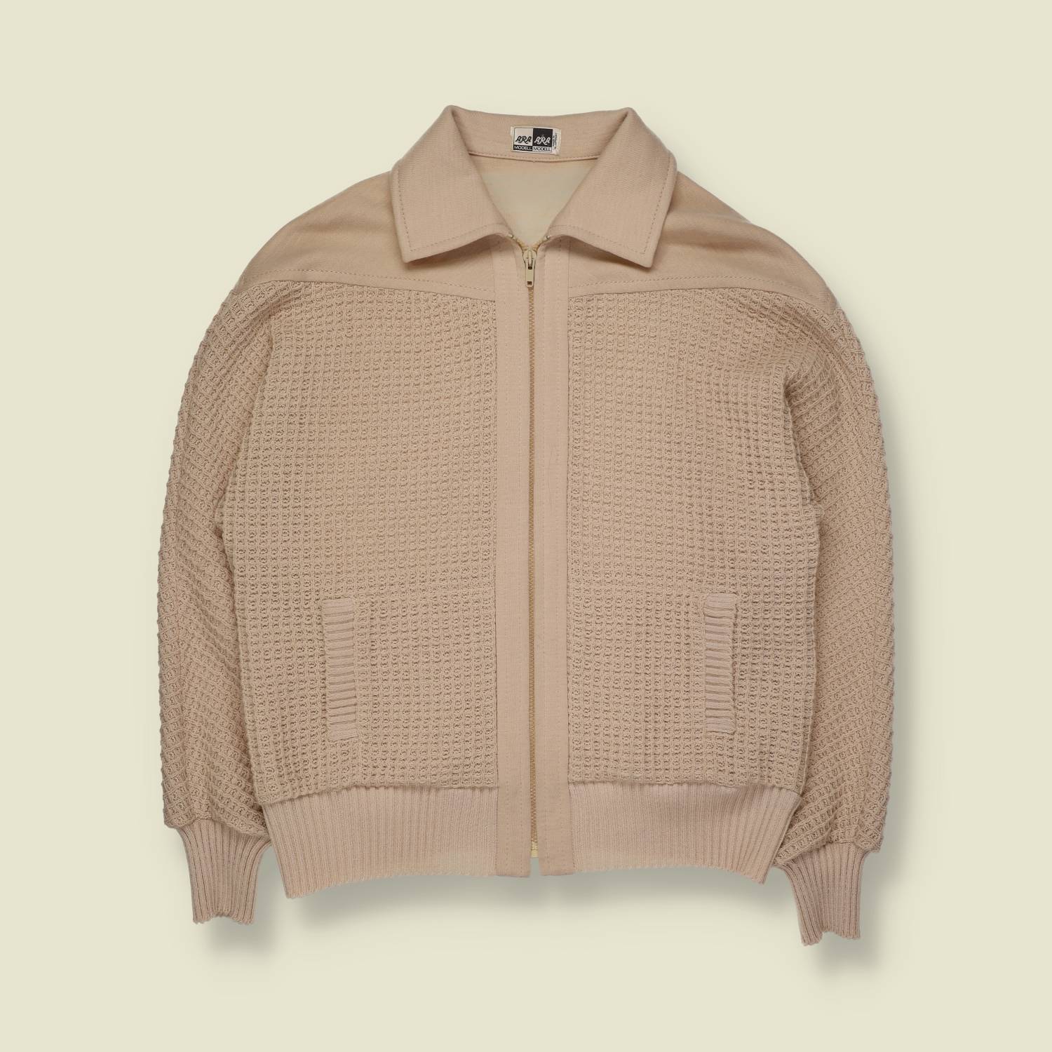 1970s | Ara Ara | Zip Knit Jacket | Beige – Made In West Germany – XS