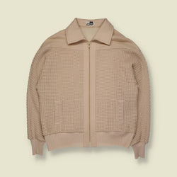 1970s | Ara Ara | Zip Knit Jacket | Beige – Made In West Germany – XS