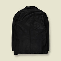 1990s | Authentic | Leather Car Coat | Black – XL