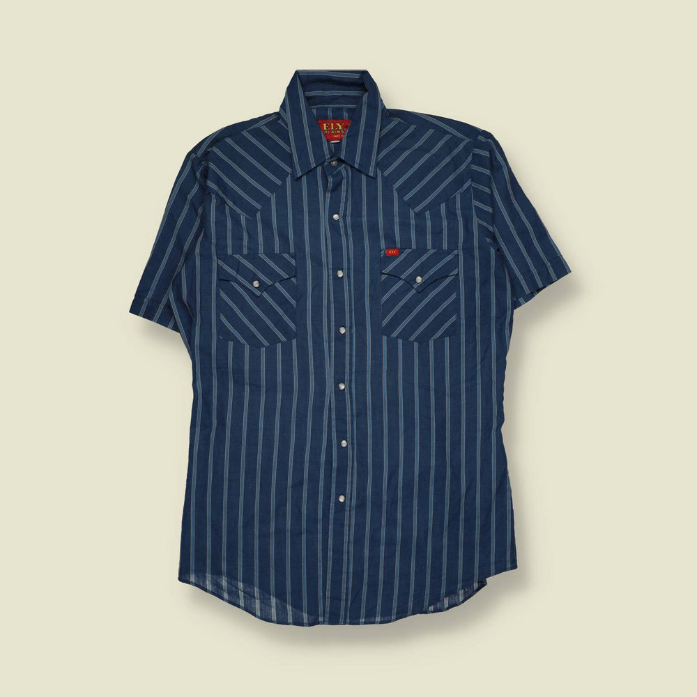 1980s | Ely | Western Shirt | Blue Stripe – M