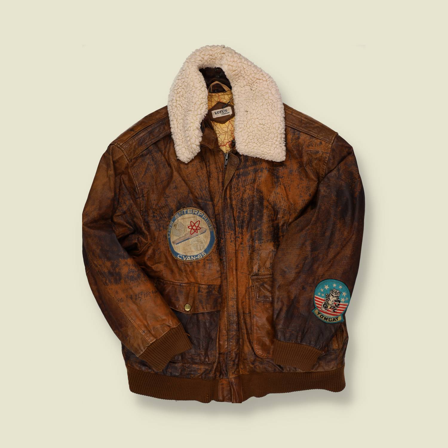 1990s Star Trek Enterprise Motif Leather Flight Jacket - XL