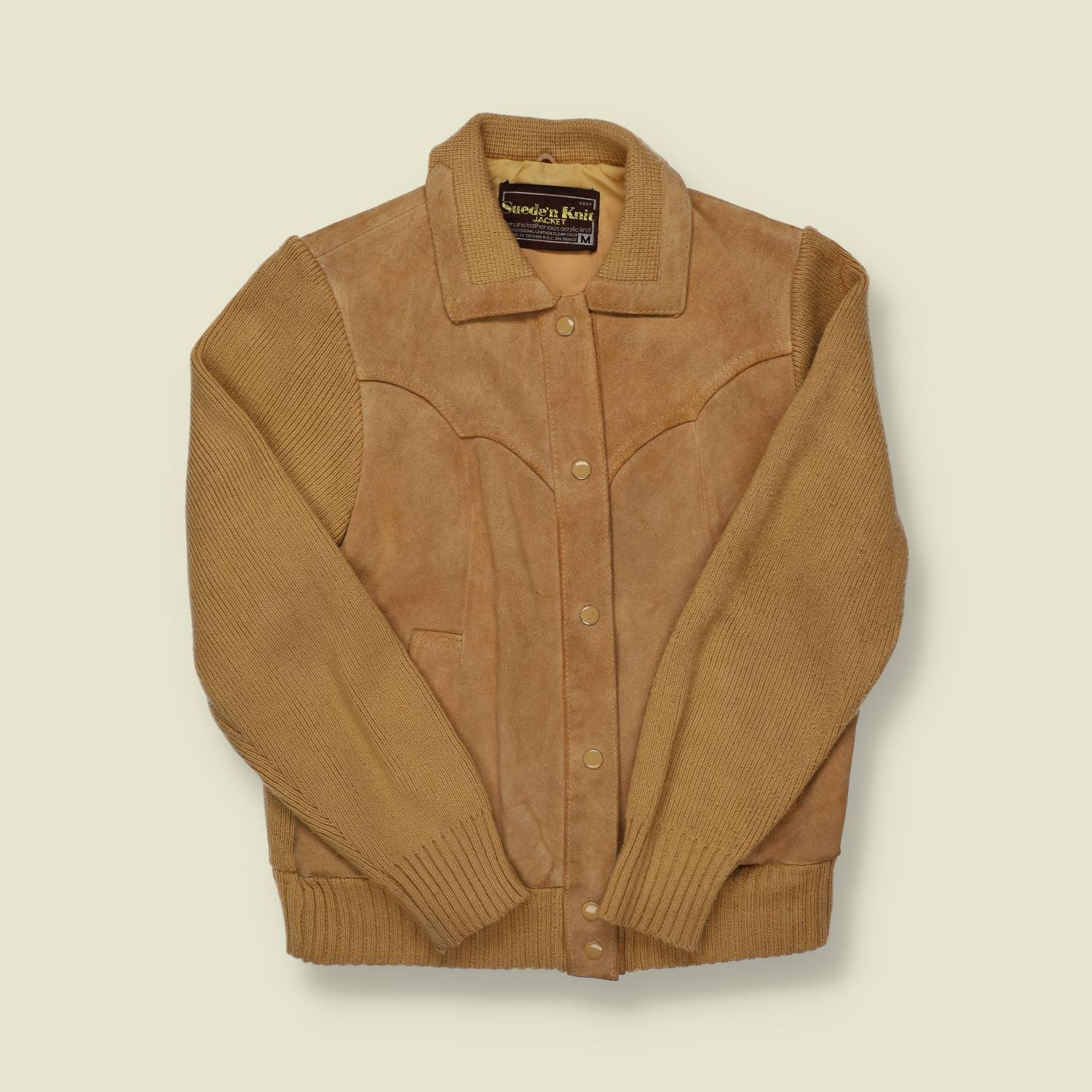 1970s Suede Leather Knit Jacket - XXS/XS
