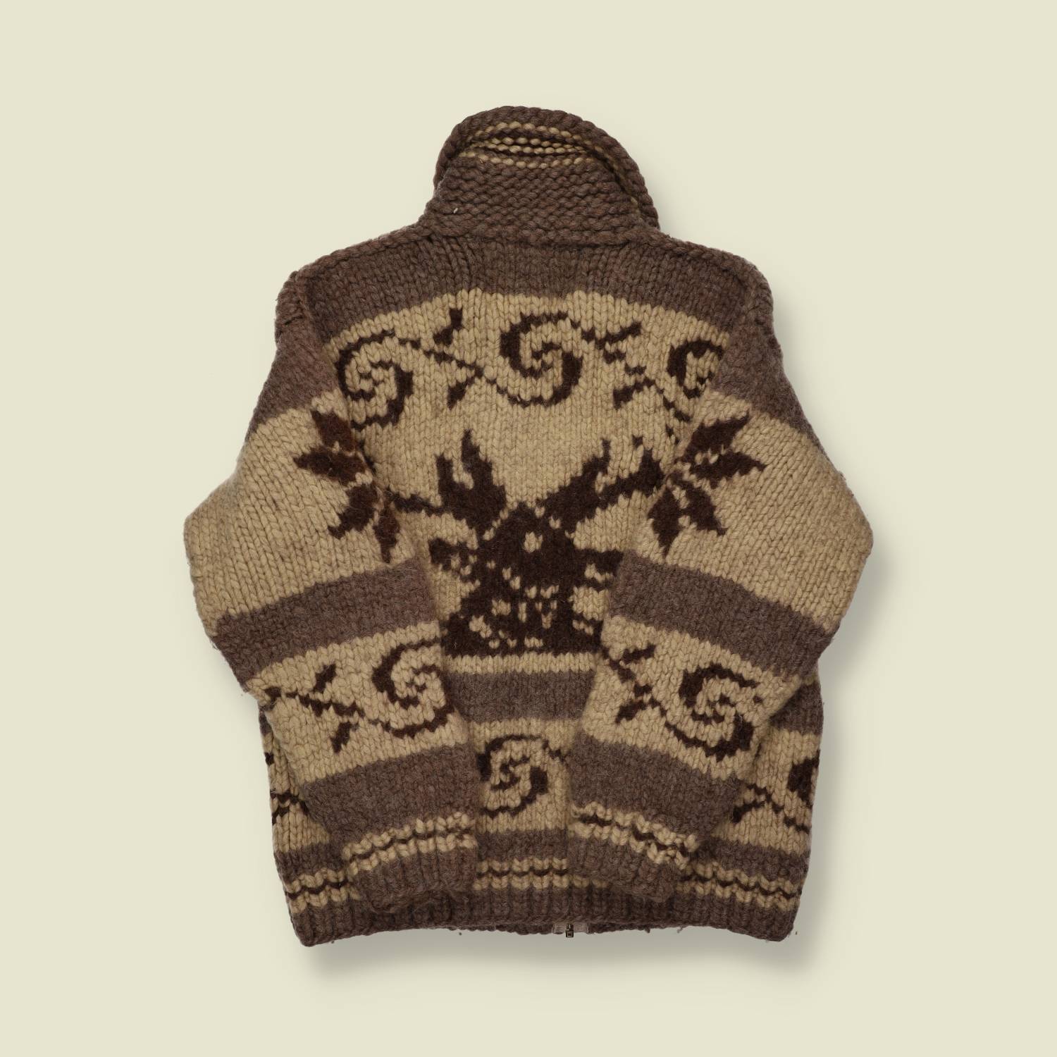 1990s Hand Knitted Cowichan Cardigan - M