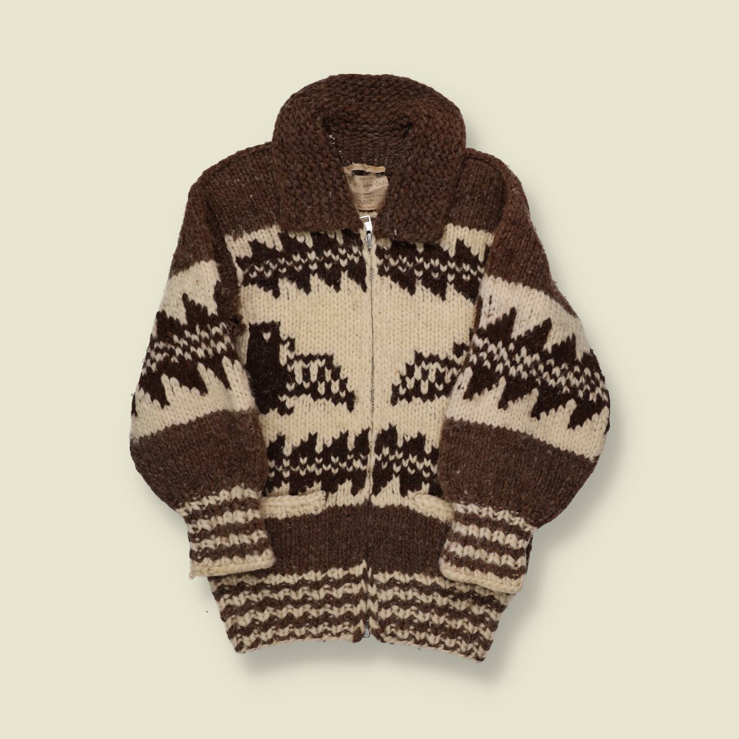 1970s Hand Knitted Cowichan Cardigan - XXS/XS