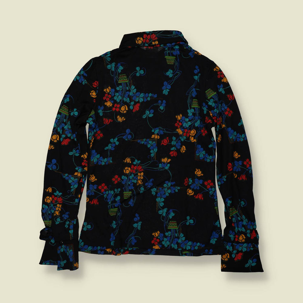 1970s | TGL | Deadstock Blouse | Black Floral - 8