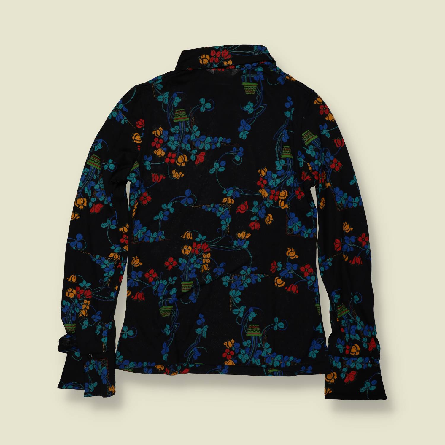 1970s | TGL | Deadstock Blouse | Black Floral - 8