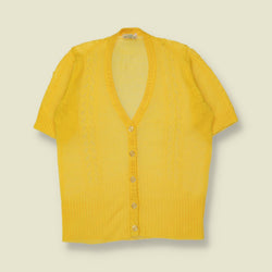 1970s | Short-Sleeve Knit Cardigan | Yellow - 4
