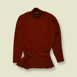 1970s | Style | Belted Roll Neck Jumper | Rust - 14