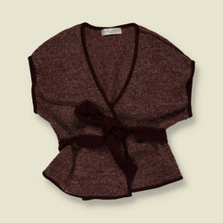 1990s | Edina Ronay | Belted Wrap Cardigan | Brown - 12