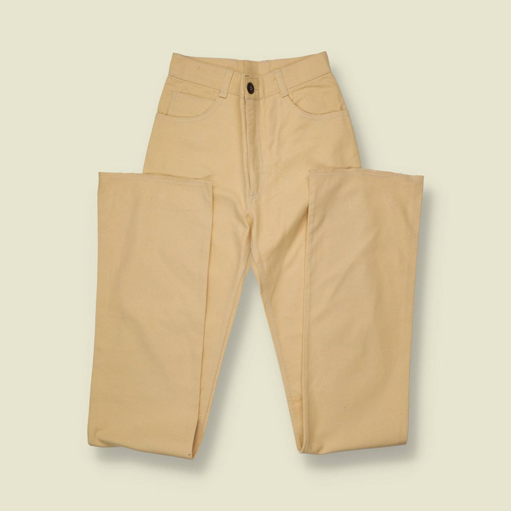 1970s | Black Out Blue Jeans | Straight Leg Jeans | Beige - w24