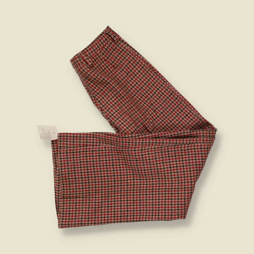 1970s | Deadstock Houndstooth Flares | Red & Cream - w26