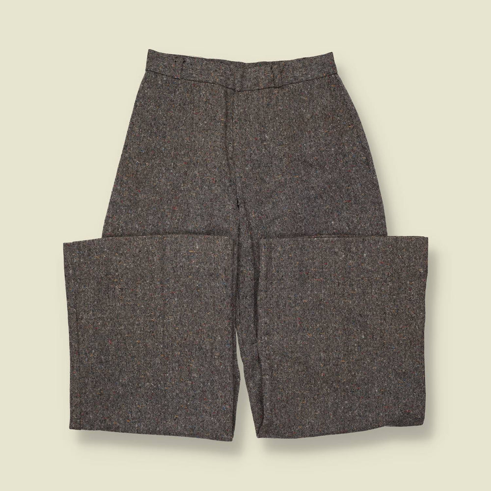 1970s | Flecked Wool Flares | Grey - w26
