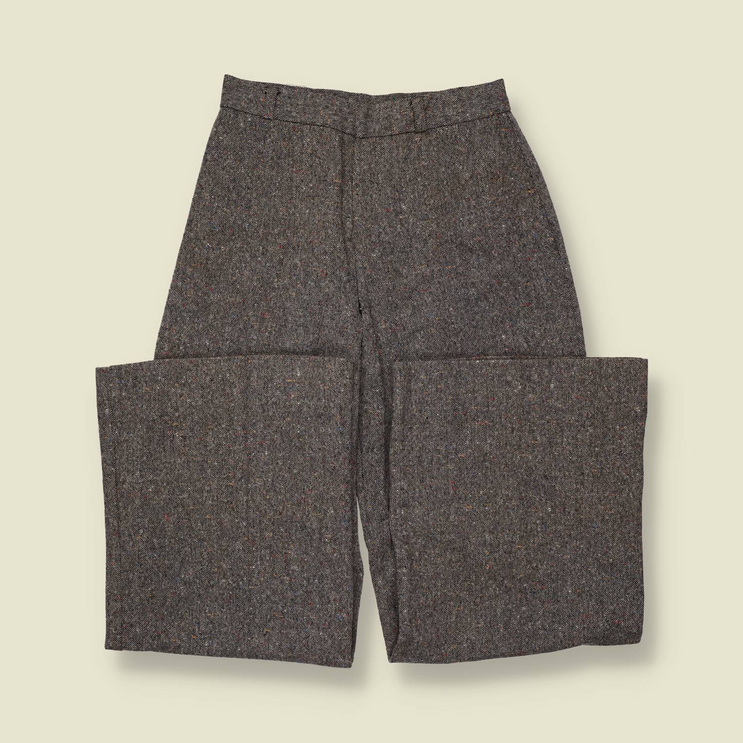 1970s | Flecked Wool Flares | Grey - w26