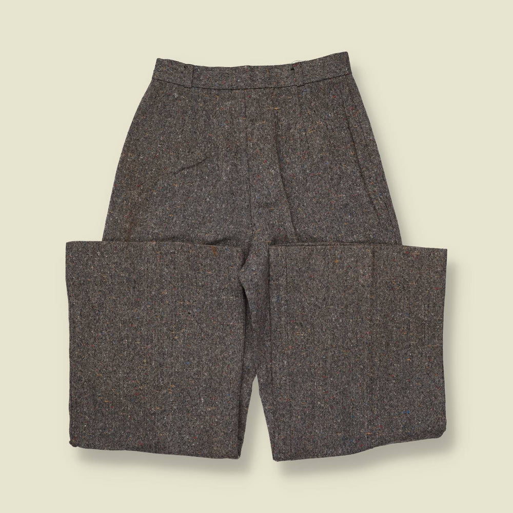 1970s | Flecked Wool Flares | Grey - w26