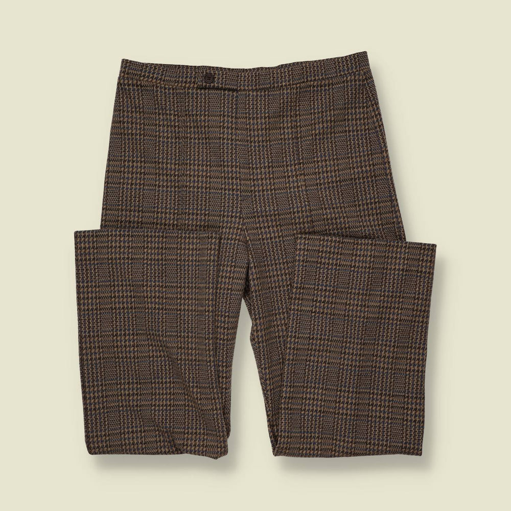 1970s | Houndstooth Check Trousers | Brown & Blue - w30