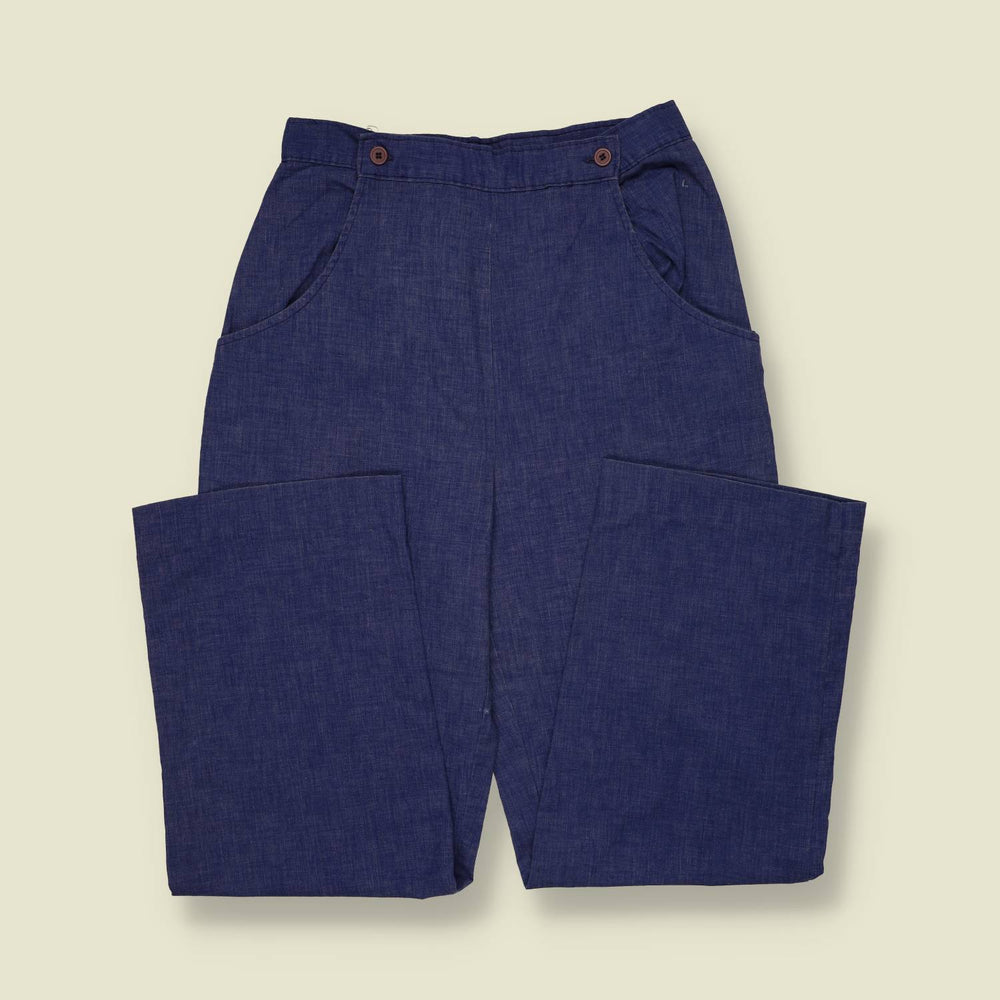 1970s | Flared Trousers | Navy - w28