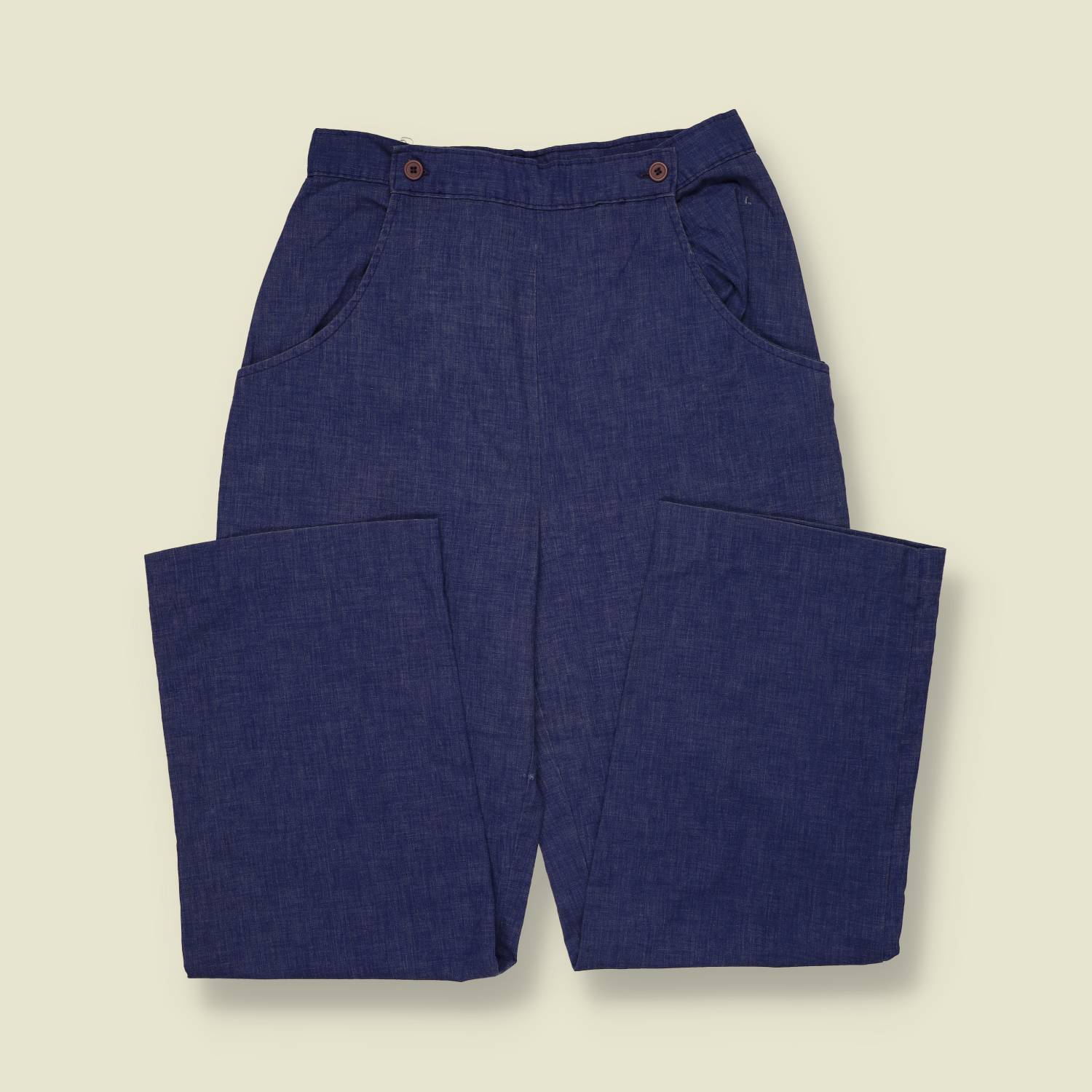 1970s | Flared Trousers | Navy - w28