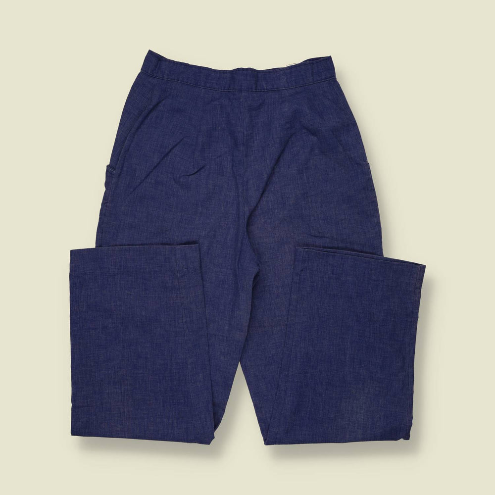 1970s | Flared Trousers | Navy - w28