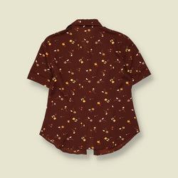 1990s | Floral Print Blouse | Brown - 12