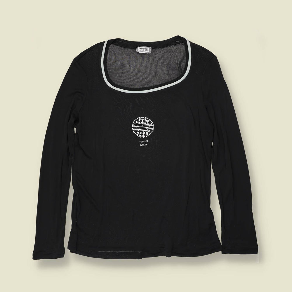 1990s | Versace Classic | Long Sleeve Top | Black - 12