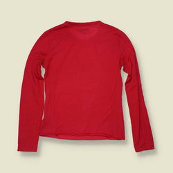 1990s | Armani Jeans | Diamanté Logo Long Sleeve Top | Red - 8