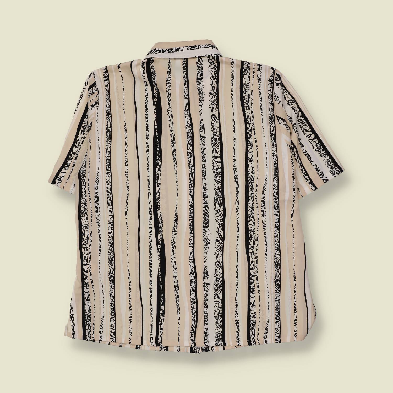 1980s | Sommermann | Striped Print Blouse | Black & Cream - 12