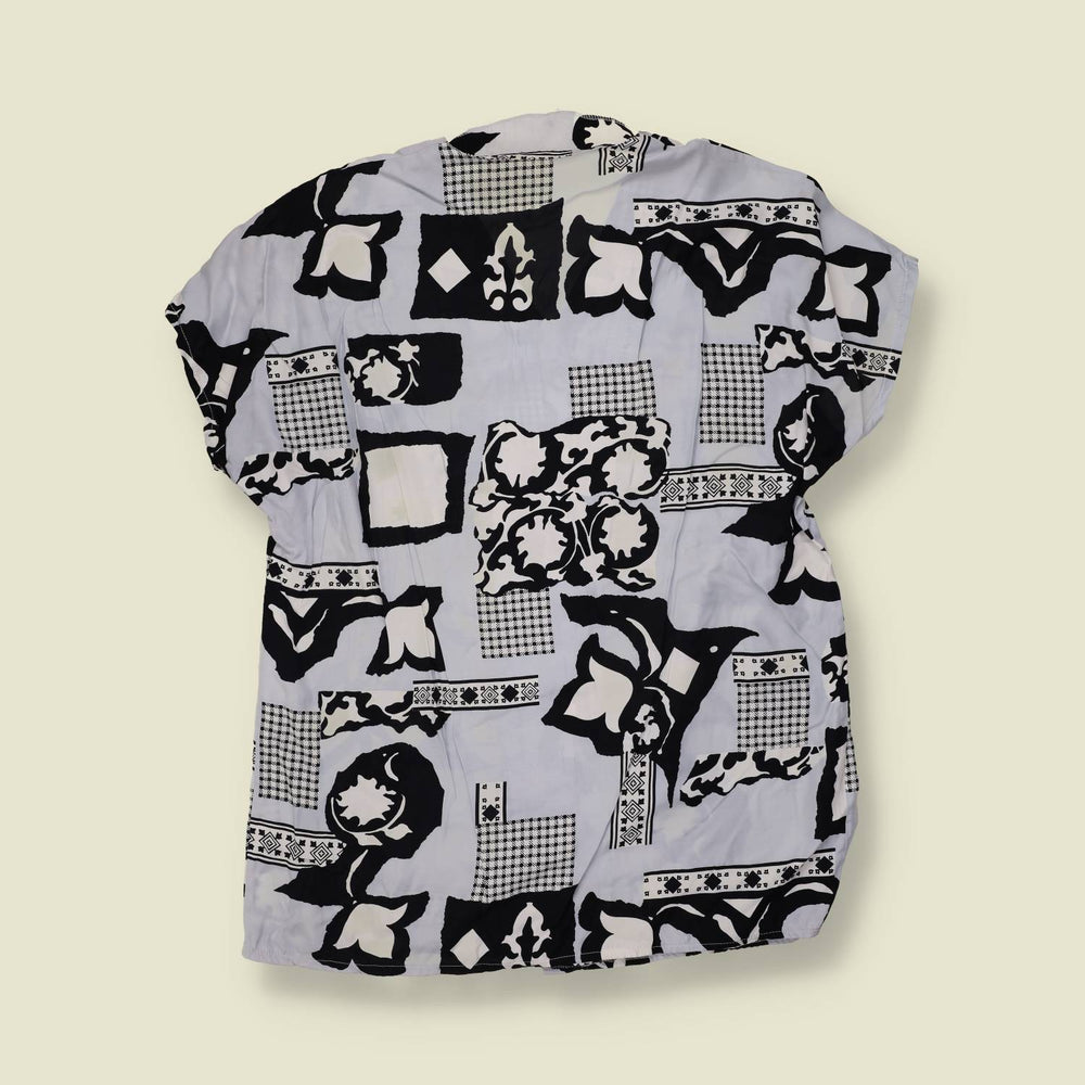 1980s | Abstract Print Blouse | Black & Grey - 16