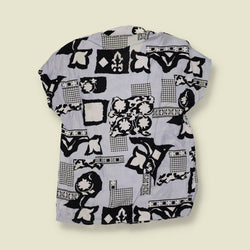 1980s | Abstract Print Blouse | Black & Grey - 16
