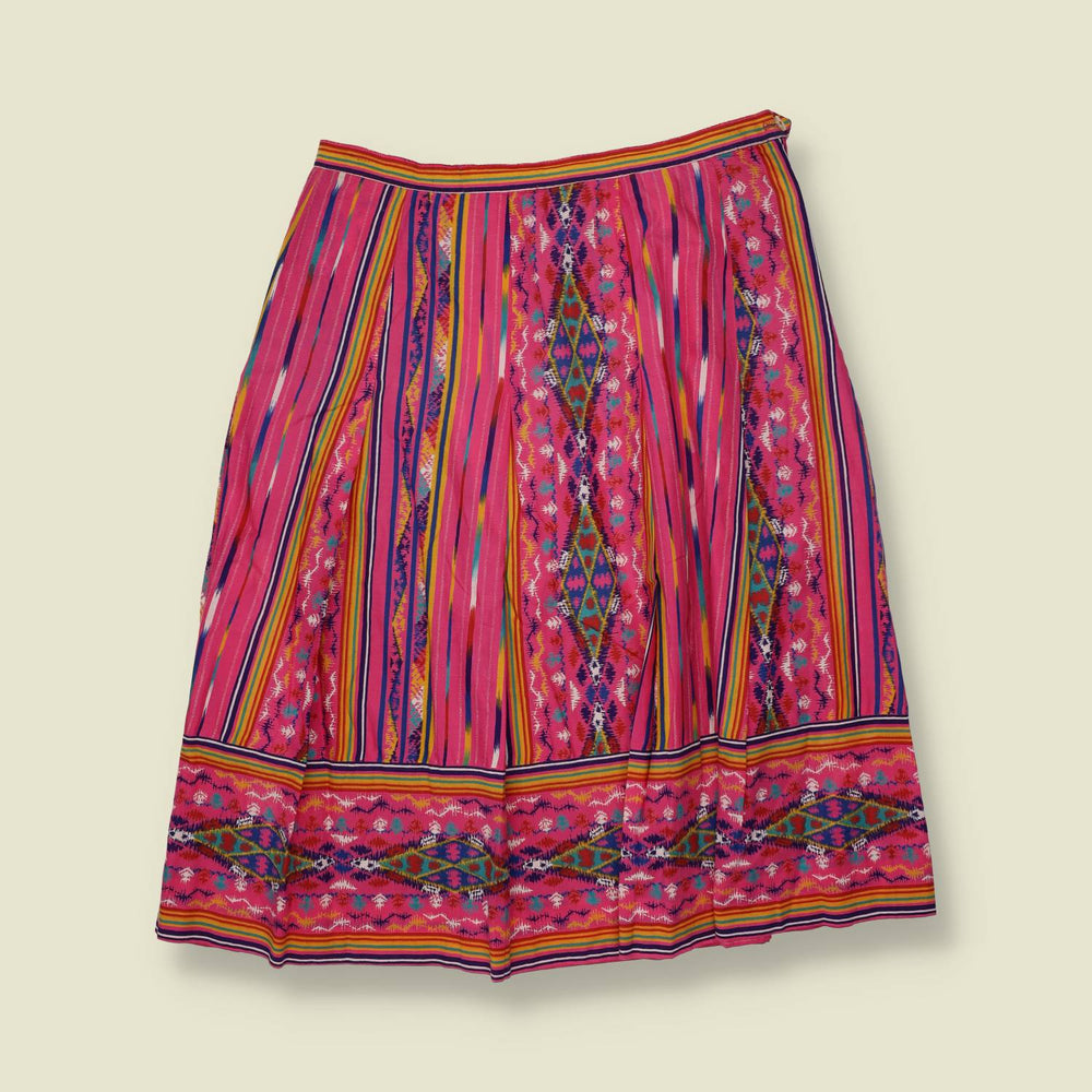 1980s | Aztec Print Skirt | Pink Multi - w30