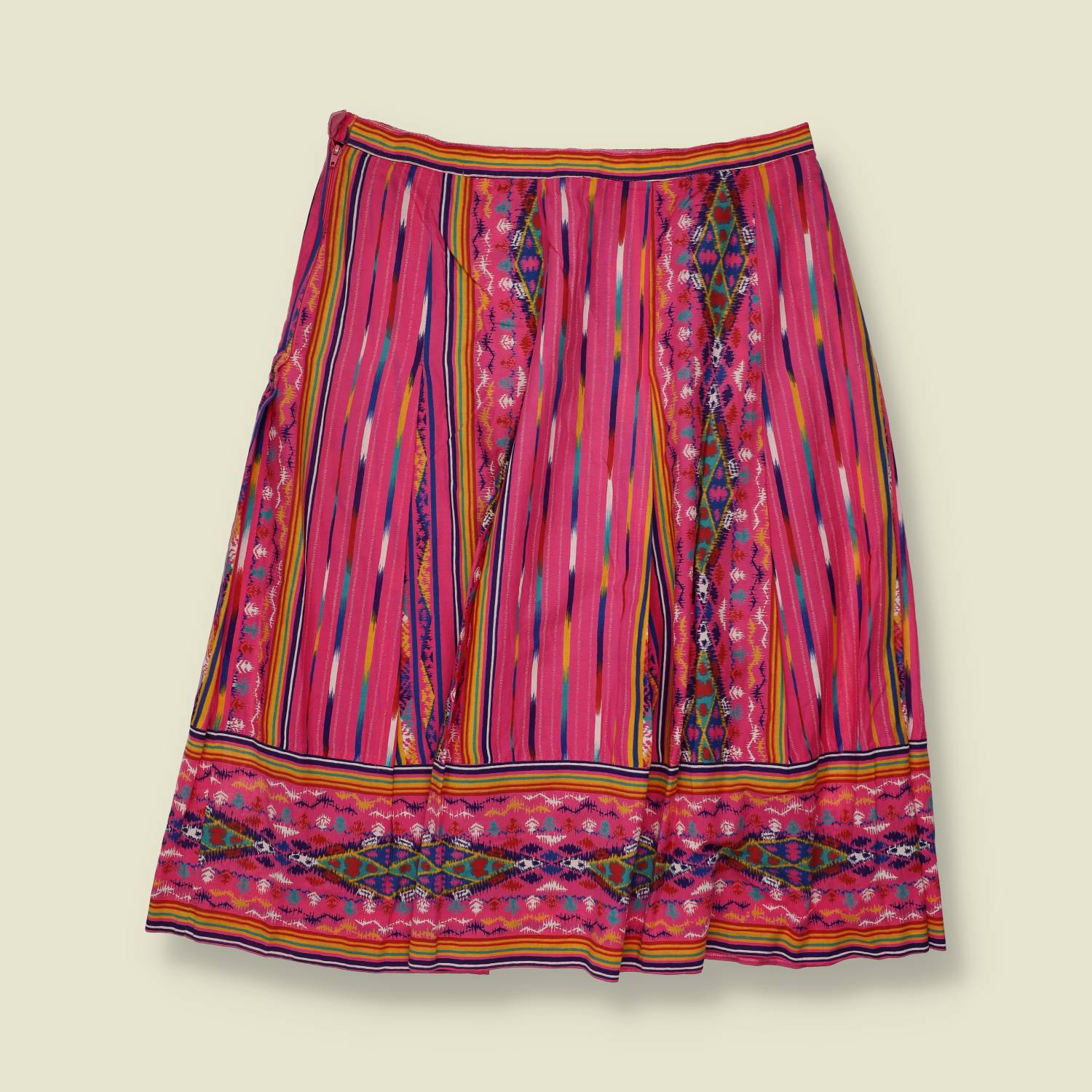 1980s | Aztec Print Skirt | Pink Multi - w30