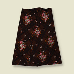 1970s | Floral Diamond Print Skirt | Brown - w30