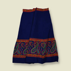 1970s | Paisley Border Print Skirt | Navy - w28