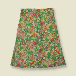 1970s | Ditsy Floral Print Skirt | Green Multi - w30