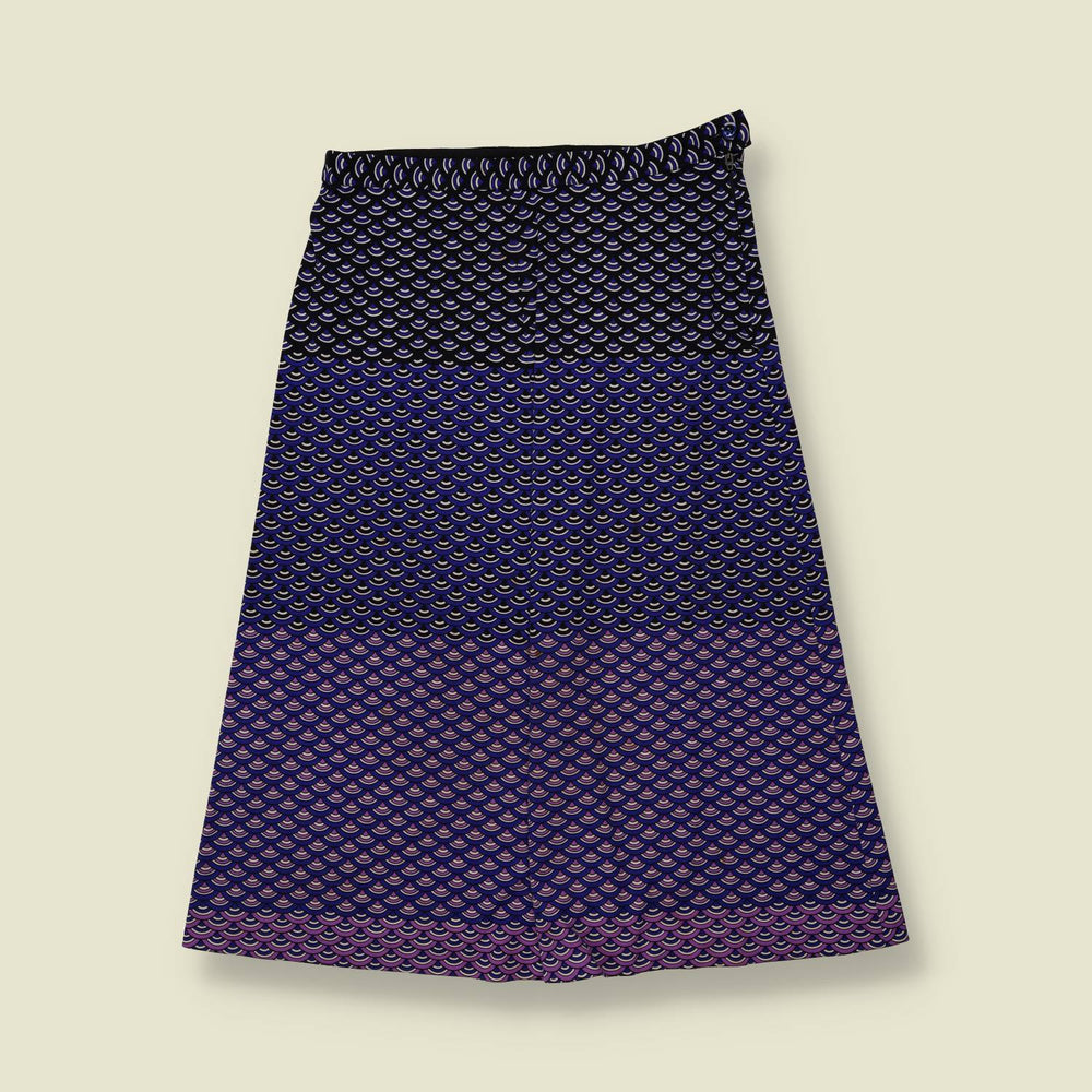 1970s | Scallop Print Ombré Skirt | Purple & Black - w28