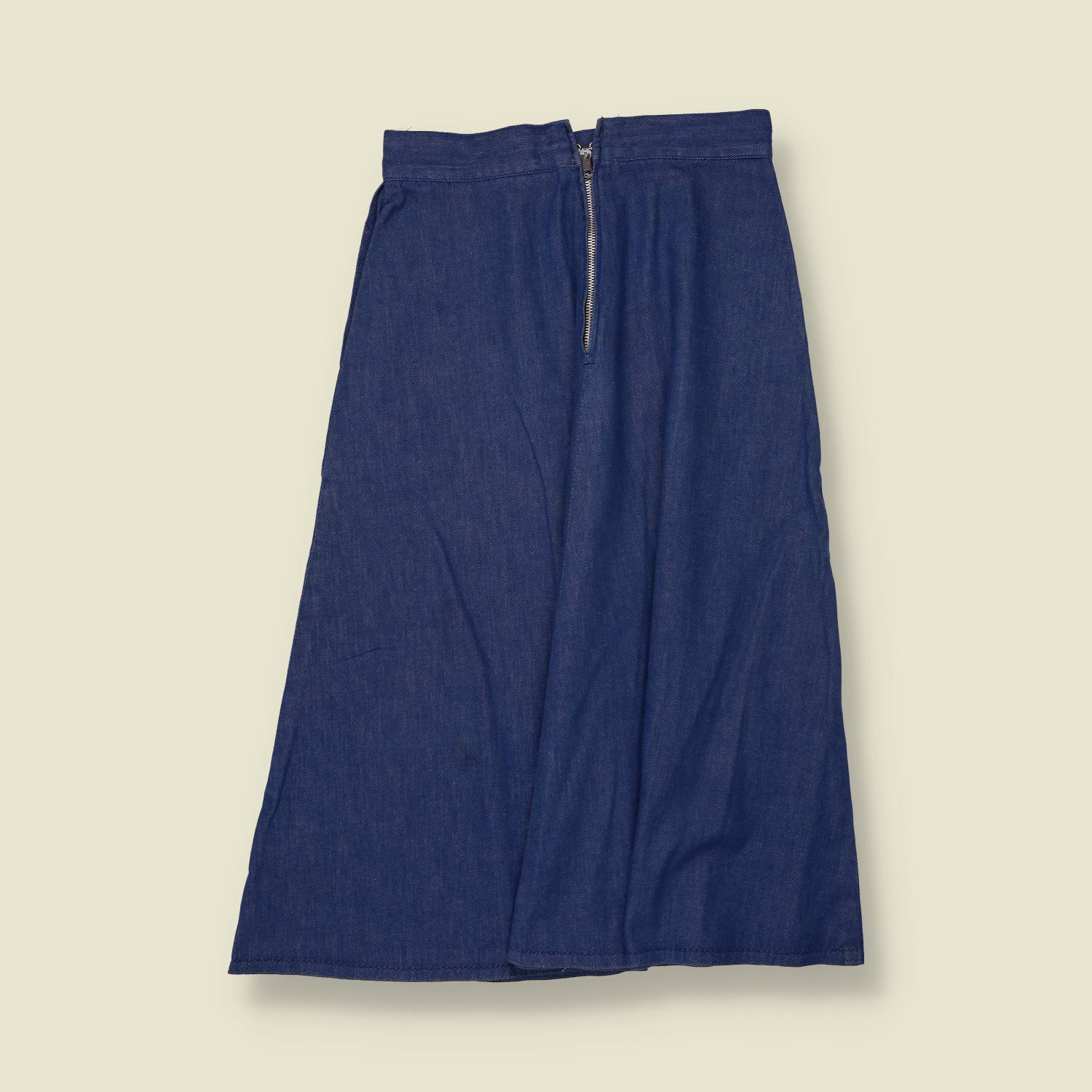 1970s | Scarabas | Denim Pocketted Culotte Skirt | Indigo - w24
