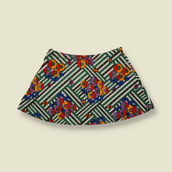 1970s | Pop Floral Print Mini Skirt | Green Multi - w30