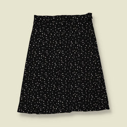 1970s | Petal Print Skirt | Black & White - w32