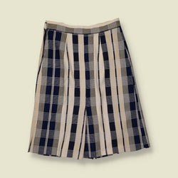 1970s | Check Print Skirt | Navy & Cream - w30