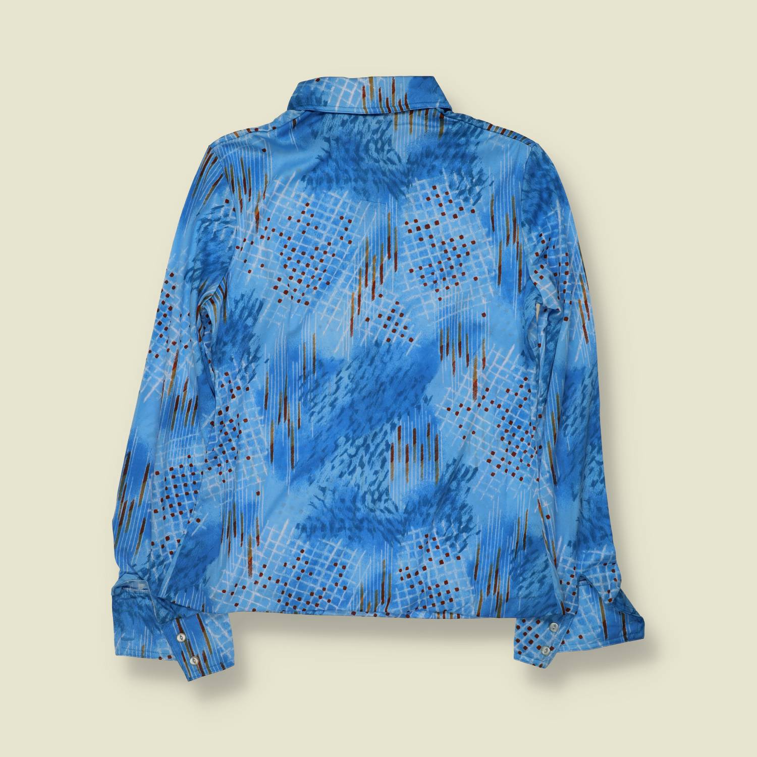 1970s | TGL | Deadstock Blouse | Blue Abstract - 10