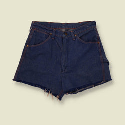 1960s | Denim Cargo Cutoff Shorts | Indigo - w28