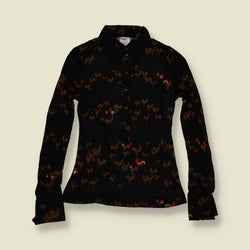 1970s | TGL | Deadstock Blouse | Black Cockerel Print - 4