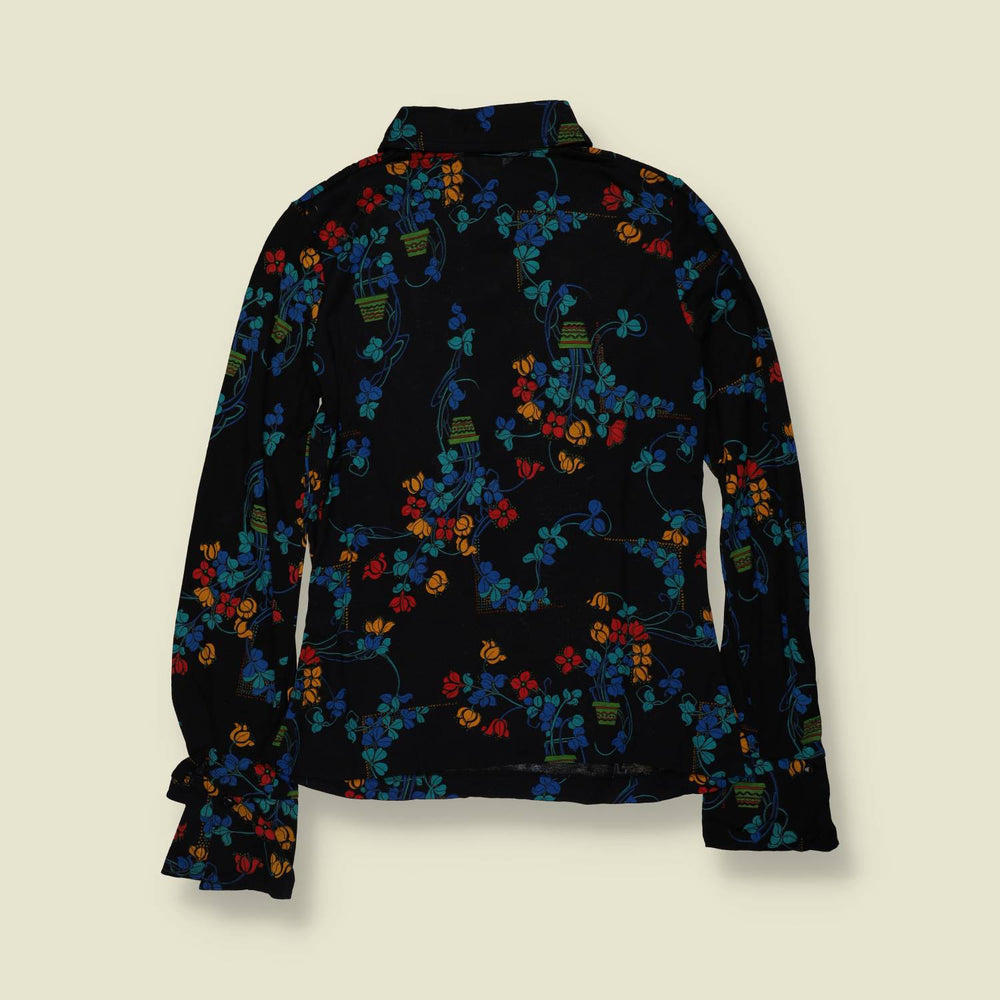 1970s | TGL | Deadstock Blouse | Black Floral - 8